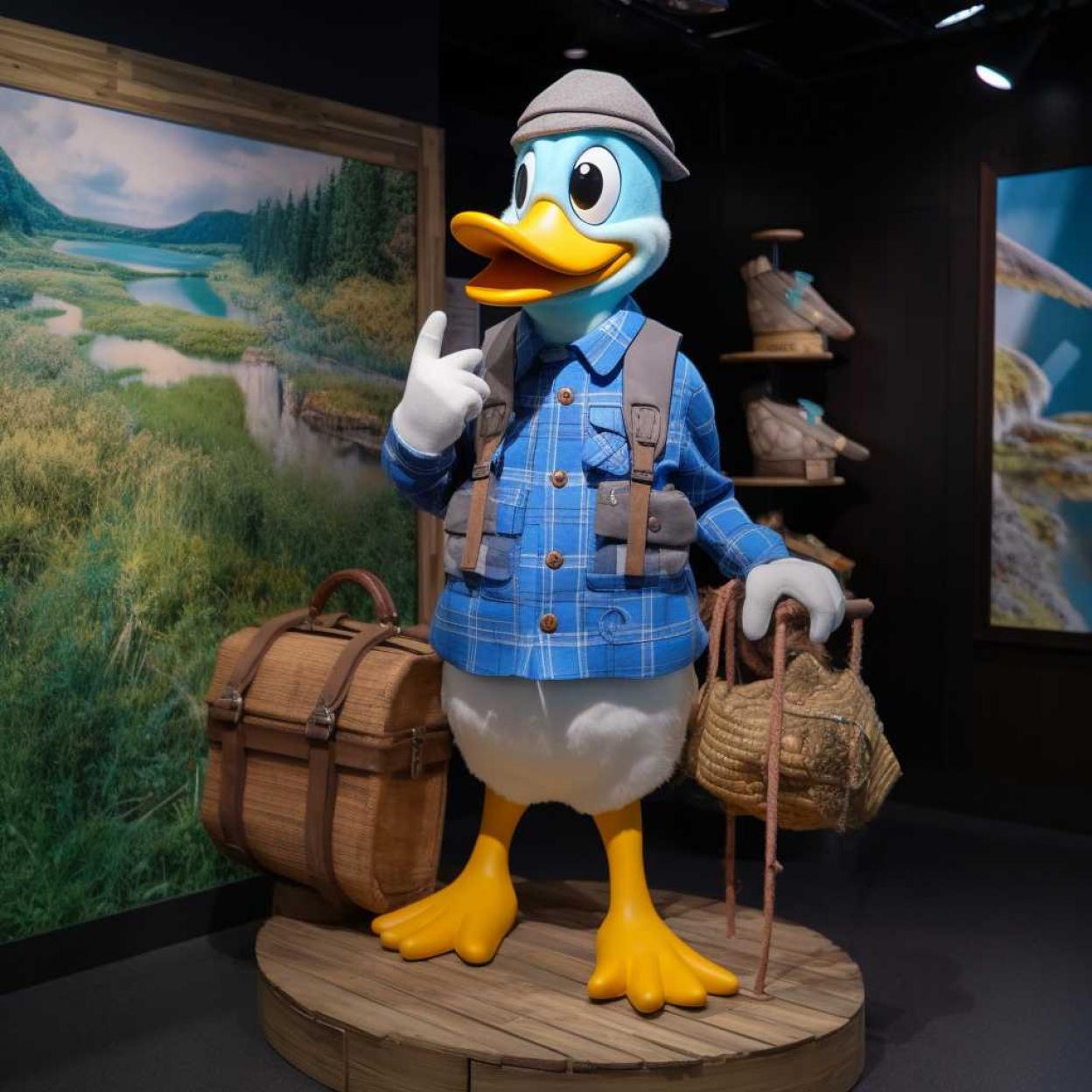 Maskot kačer cestovatel