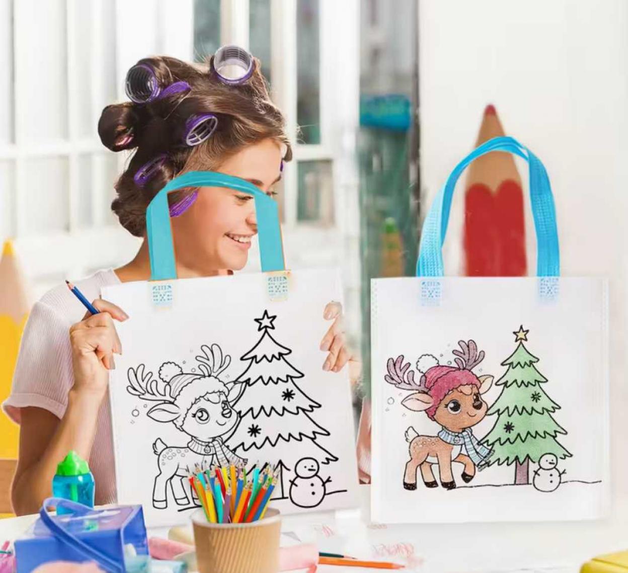 Malování vánočních tašek